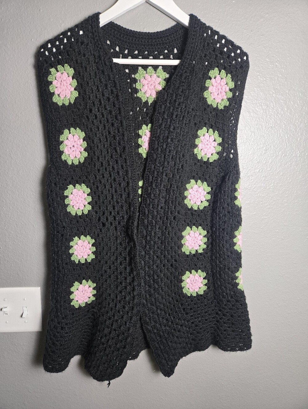 Handmade Granny Square Crochet Vest Size Large